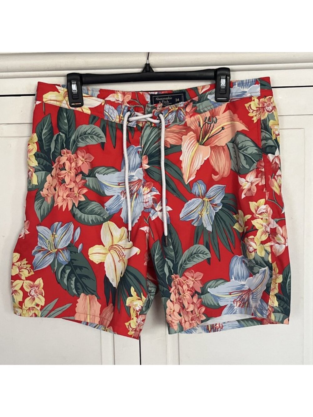 Abercrombie Swim Shorts Mens 34 Trunks Mesh Lined Tropical Print EUC